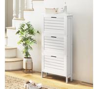 HOMCOM Narrow Shoe Storage Cabinet with 3 Flip Drawers, White