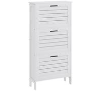 HOMCOM Narrow Shoe Storage Cabinet with 3 Flip Drawers - White | TJ Hughes