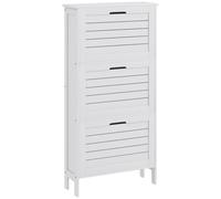 Homcom Narrow Shoe Storage Cabinet With 3 Flip Drawers, White White