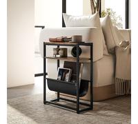 Homcom Narrow Side Table, End Table With 3-Tier Storage For Living Room