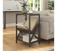 HOMCOM Narrow Side Table, End Table with 3-Tier Storage for Living Room in Light Oak | Size: 40 cm x 30 cm HOMCOM Light Oak 40 cm x 30 cm