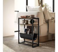 HOMCOM Narrow Side Table, End Table with 3-Tier Storage for Living Room in Brown HOMCOM Brown