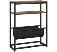 HOMCOM Narrow Side Table, End Table with 3-Tier Storage, V-Shaped Magazine Holder for Living Room, Bedroom, 43 x 18 x 56 cm, Ru
