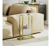 Homcom Narrow Side Table, End Table With Magazine Holder For Small Spaces, White