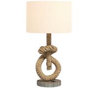 HOMCOM Nautical Table Lamp with USB Charging Port, Bedside Lamp for Bedroom Living Room, Warm White LED Bulb Included, with Hemp Rope, Natural