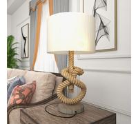 HOMCOM Nautical Table Lamp with USB Port LED Bedside Lamp for Bedroom in Light Brown HOMCOM Light Brown