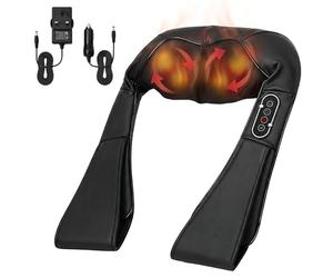 HOMCOM Neck and Shoulder Massager with Heat, Deep Tissue Shiatsu 3D Kneading Massager for Neck, Back, Waist, Hand and Leg, at Home and Car, Gifts for Women and Men