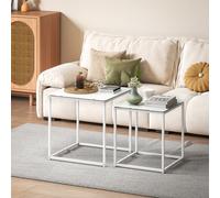 HOMCOM Nest of 2 Side Tables Set of Bedside Tables for Living Room White