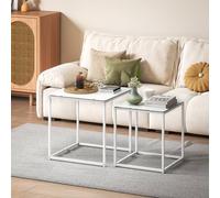 Homcom Nest Of 2 Side Tables Set Of Bedside Tables For Living Room White White One Size