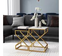 HOMCOM Nest Of Tables - Coffee Table Set with Steel Frame Black/White | TJ Hughes Black