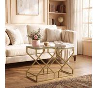 Homcom Nest Of Tables, Side Table Set Of 2 With Transparent Top, Transparent