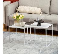 Nesting Coffee Table Set of 2, Nest of Tables with Steel Frame, White HOMCOM White One Size