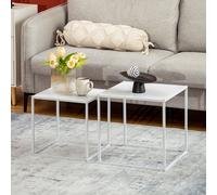 HOMCOM Nesting Coffee Table Set of 2, Nest of Tables with Steel Frame, White HOMCOM White