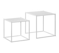 HOMCOM Nesting Coffee Table Set of 2 - Nest of Tables with Steel Frame - White | TJ Hughes