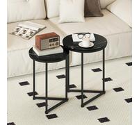 HOMCOM Nesting Coffee Table Set of 2 with Metal Frame, Black Marble Effect | Size: 2 Pack HOMCOM Black 2 Pack