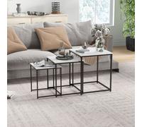Portland White Stackable Nest of Table Set of 3 - Size: 60 x 50 x 50cm - Wilko