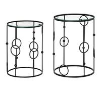 HOMCOM Nesting Round Coffee Table Set of 2 - Black