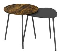 HOMCOM Nesting Side Table Set of 2 - Rustic Brown