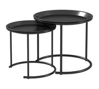 HOMCOM Nesting Tables Set of 2, End Table with Removable Tabletop Tray White, Black