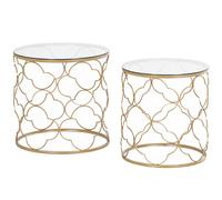 HOMCOM Nesting Tables Set of 2 - Side End Table with Glass Top - Gold Tone | TJ Hughes