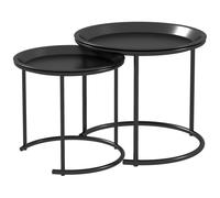 HOMCOM Nesting Tables Set of 2, End Table with Removable Tabletop Tray Black