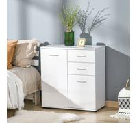 HOMCOM High Gloss Cabinet Sideboard 2 Doors And 2 Drawers White, White