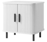 Homcom Nightstand With Sliding Doors And Metal Legs White Wood Effect White