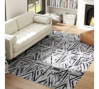 HOMCOM Non-Slip Washable Rug, Chenille Floor Carpet for Living Room, Black - Black - 290L x 200W x 0.5H cm
