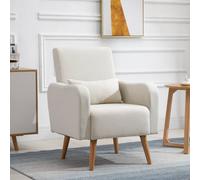 HOMCOM Nordic Leisure Lounge Sofa Accent Chair with Pillow Cream