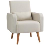 HOMCOM Nordic Leisure Lounge Sofa Accent Chair with Pillow Cream