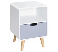 HOMCOM Bedside Cabinet in Scandinavian Design, Storage Nightstand with Drawer, White/Grey/Natural, 40Lx38Wx58H cm Aosom UK