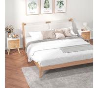 HOMCOM Nordic Style Bedside Table Set of 2 Drawers Cabinet in Light Brown HOMCOM Light Brown