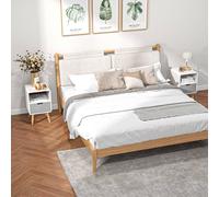 HOMCOM Nordic Style Bedside Table Set of 2 End Table Nightstand Lamp Desk in Grey HOMCOM Grey