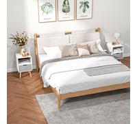 HOMCOM Nordic Style Bedside Table Set of 2 End Table Nightstand Lamp Desk in Grey HOMCOM Grey