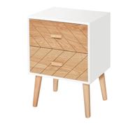 Homcom Nordic Style Scandinavian Bedside Table Drawers Cabinet Solid Wood In White White