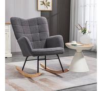 HOMCOM Wingback Rocking Chair for Nursing with Steel Frame - Dark Grey - Polyester