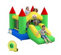 HOMCOM Nylon Inflatable Bouncy Castle, Fire and Water Resistant, Puncture-proof, Multi-Colour Aosom UK