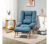 Homcom Occasional Recliner With Ottoman, 3-Position Adjustable Reclining In Blue Blue One Size