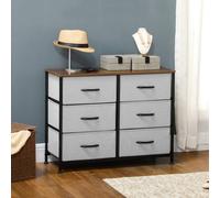 HOMCOM 8 Drawer Fabric Chest Of Drawers w/ Wooden Top - Grey, Grey