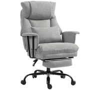 HOMCOM Office Chair, 180kg Heavy Duty Linen Computer Desk Chair with Lumbar Support, Wide Seat, Spring Cushion, Grey
