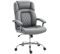 HOMCOM Office Chair 180kg, High Back Desk Chair with Spring Cushion, Grey
