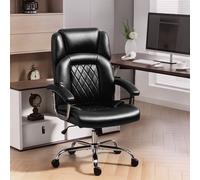 HOMCOM Office Chair 180kg, High Back Desk Chair with Spring Cushion, Black HOMCOM Black