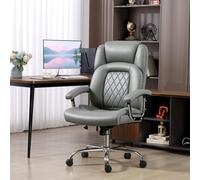 HOMCOM Office Chair 180kg, High Back Desk Chair with Spring Cushion, Grey