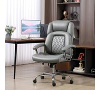 HOMCOM Office Chair 180kg, High Back Desk Chair with Spring Cushion, Grey HOMCOM Grey