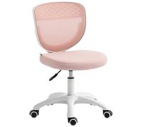 HOMCOM Office Chair, Armless Computer Desk Chair with Breathable Mesh, Adjustable Height, Swivel Wheels, Pink
