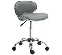 HOMCOM Office Chair Beauty Salon Rolling Technician Stool Chair - Grey - PU, Sponge