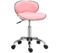 HOMCOM Office Chair Beauty Salon Rolling Technician Stool Chair Pink