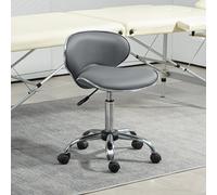 HOMCOM Office Chair Beauty Salon Rolling Technician Stool Chair Grey