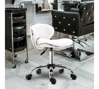 Homcom Office Chair Beauty Salon Rolling Technician Stool Chair Low Back White
