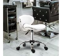 HOMCOM Office Chair Beauty Salon Rolling Technician Stool Chair Low Back White